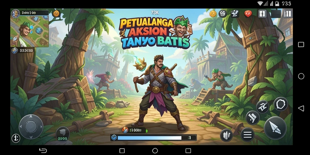 Gameplay 73K menampilkan pertarungan intens dan strategi mendalam.