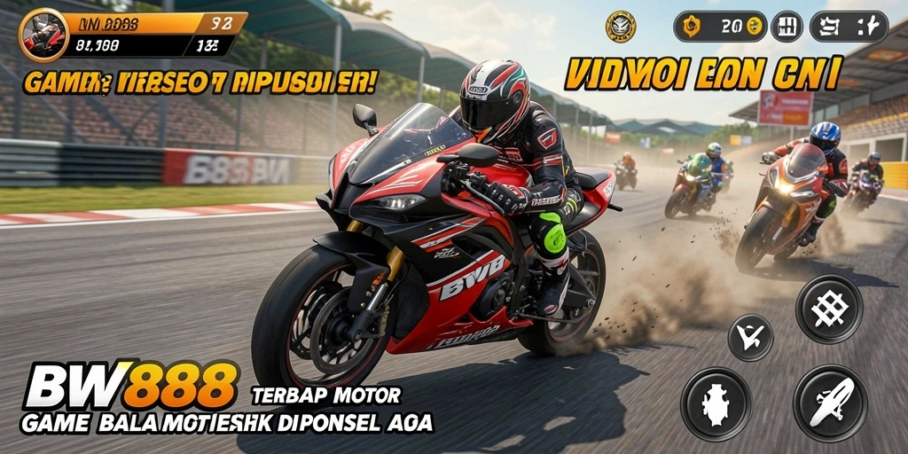 Screenshot menunjukkan aksi balap motor yang mendebarkan dan penuh adrenalin.