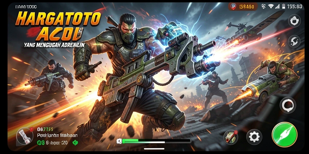 Tampilan seru gameplay HARGATOTO saat karakter bertarung di arena.