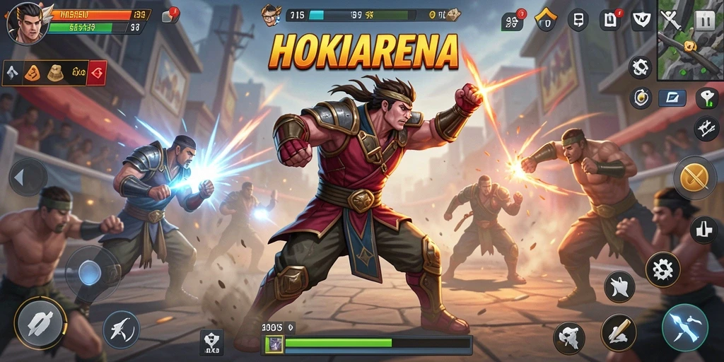 Tampilan seru pertarungan di HOKIARENA dengan aksi karakter yang menegangkan.