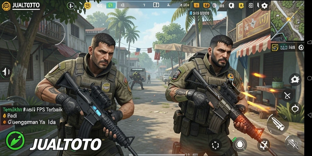 Screenshot gameplay JUALTOTO yang menunjukan aksi menembak mendebarkan.