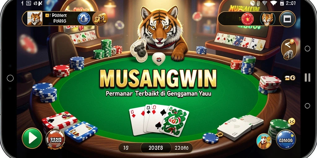 Tampilan gameplay menarik di MUSANGWIN, menyajikan suasana poker yang seru.