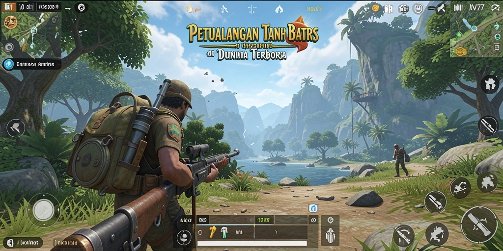 Tampilan gameplay NV77 dengan dunia terbuka yang luas dan detail grafis menakjubkan.