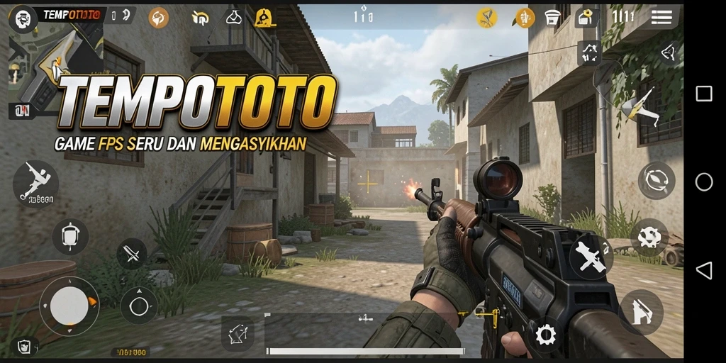 Tampilan gameplay seru dalam TEMPOTOTO, aksi tembak-menembak yang mendebarkan.
