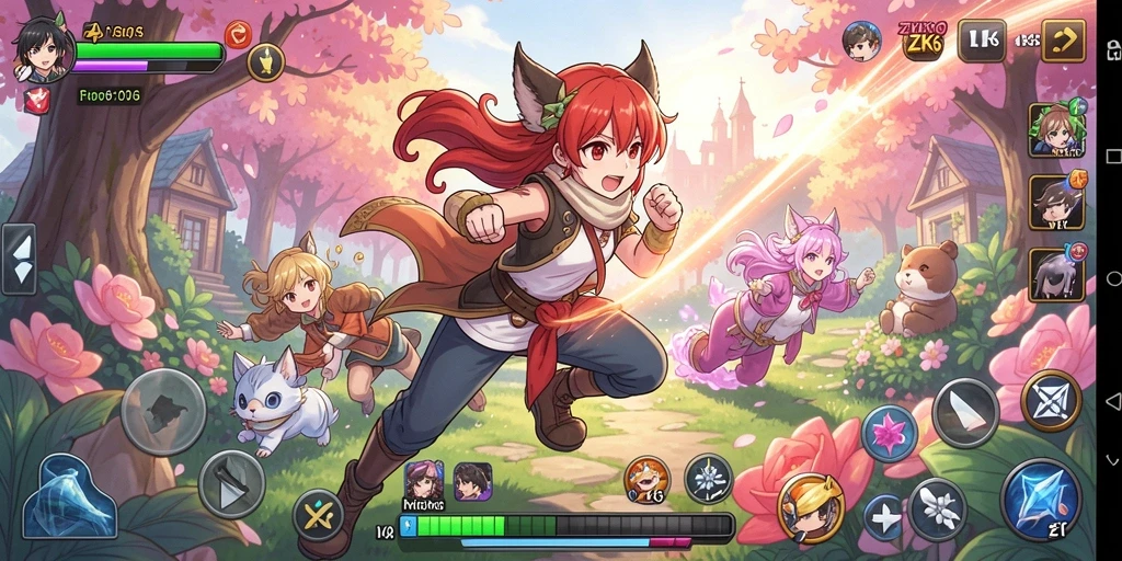 Tangkapan layar gameplay ZK6 menampilkan aksi karakter anime yang dinamis.